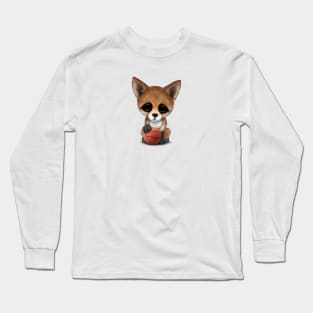 Cute Baby Fox Playing With Basketball Long Sleeve T-Shirt